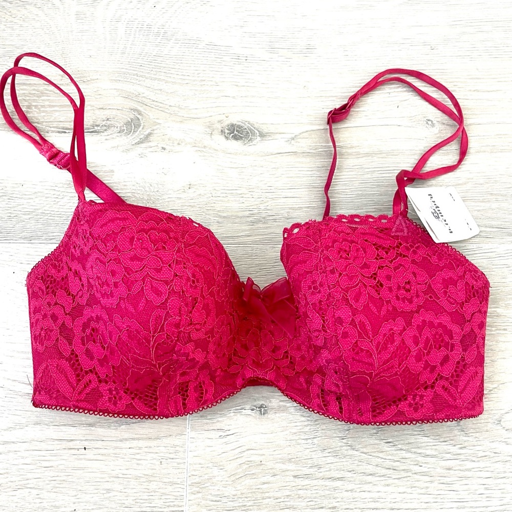 B.tempted pink lace balconette bra padded
